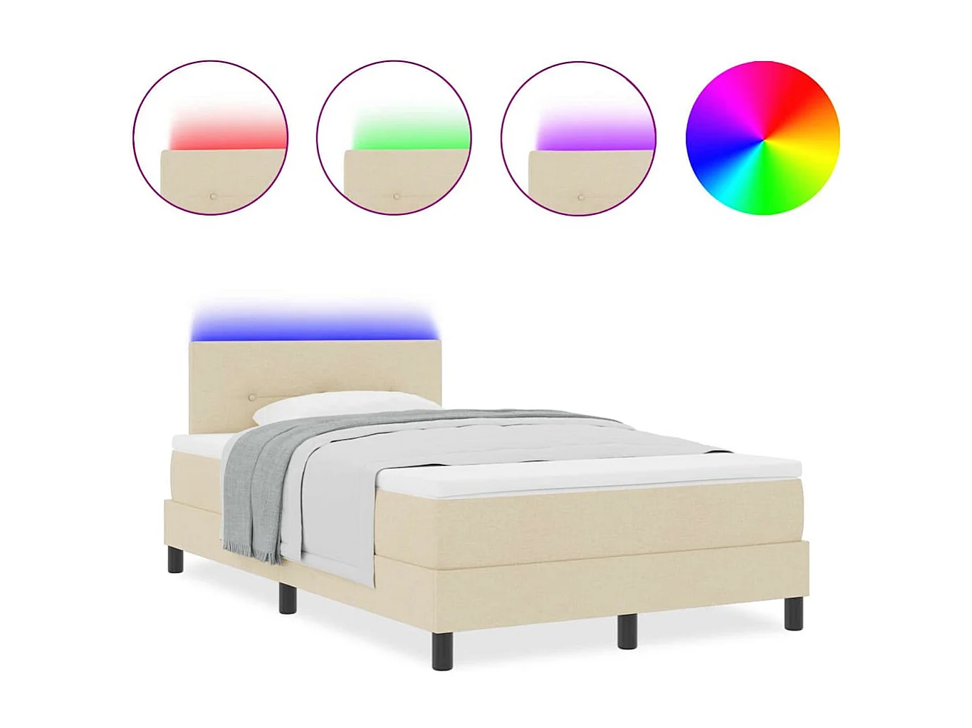 Cadre de lit avec matelas Crème 120 x 200 cm tissu