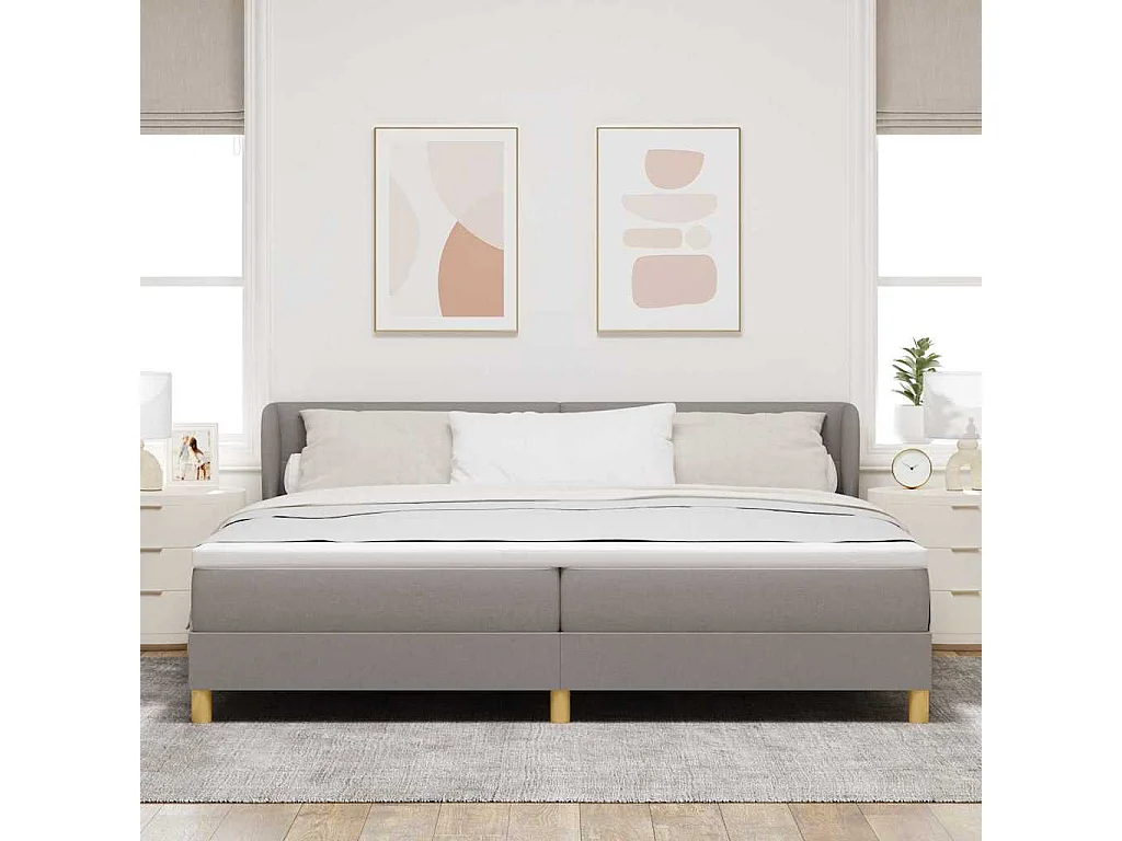 Cadre de lit avec Matelas Crème 90x200 cm Tissu Taupe