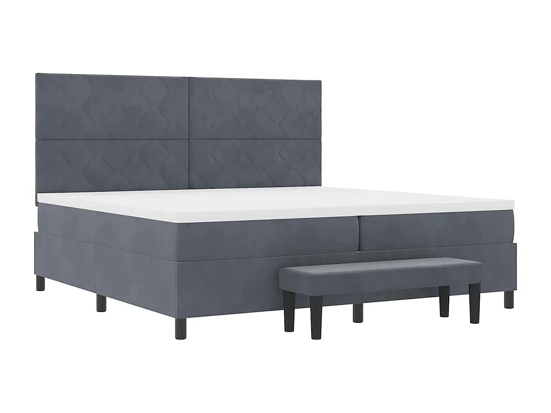 Cadre de lit avec matelas Gris foncé 200 x 200 cm Velours