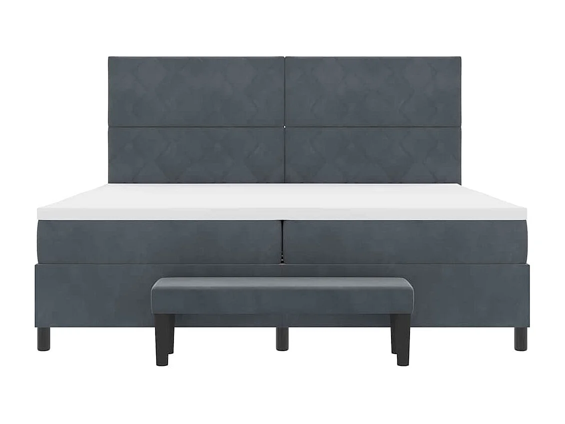 Cadre de lit avec matelas Gris foncé 200 x 200 cm Velours