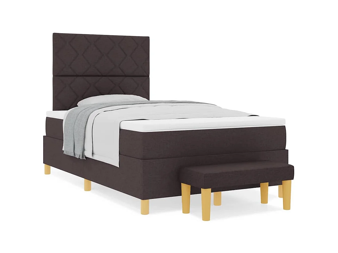 Boxspring bed met matras Donkerbruin 120 x 190 cm Stof