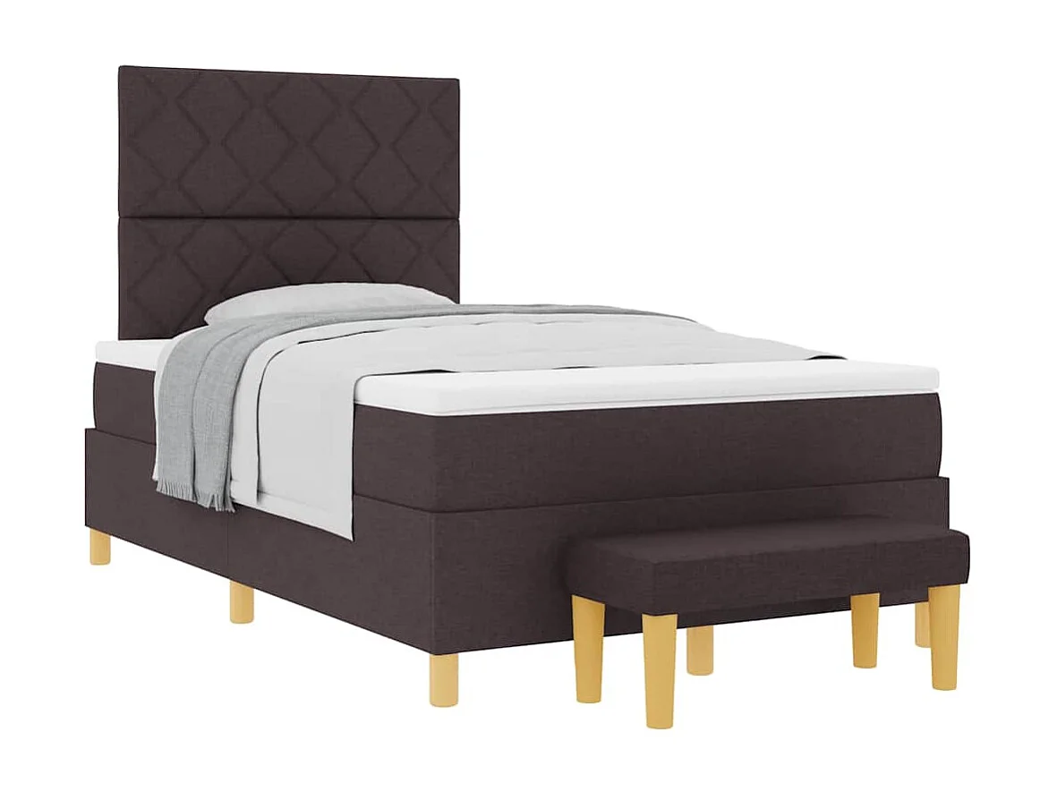 Cama tipo Box Spring Marrón oscuro 120 x 190 cm tela