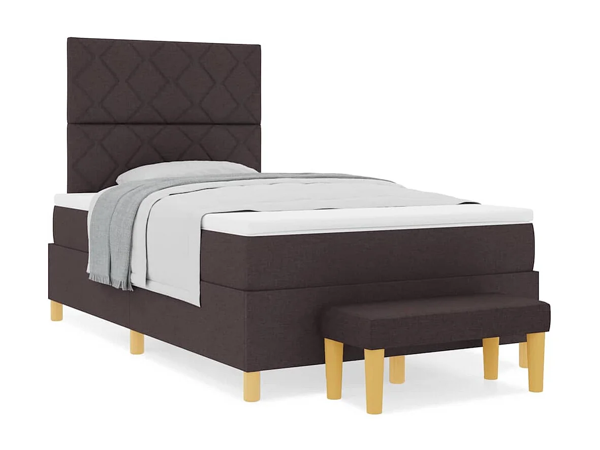 Cama tipo Box Spring Marrón oscuro 120 x 190 cm tela