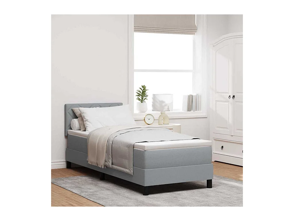 Cadre de lit avec matelas Gris clair 80 x 200 cm tissu