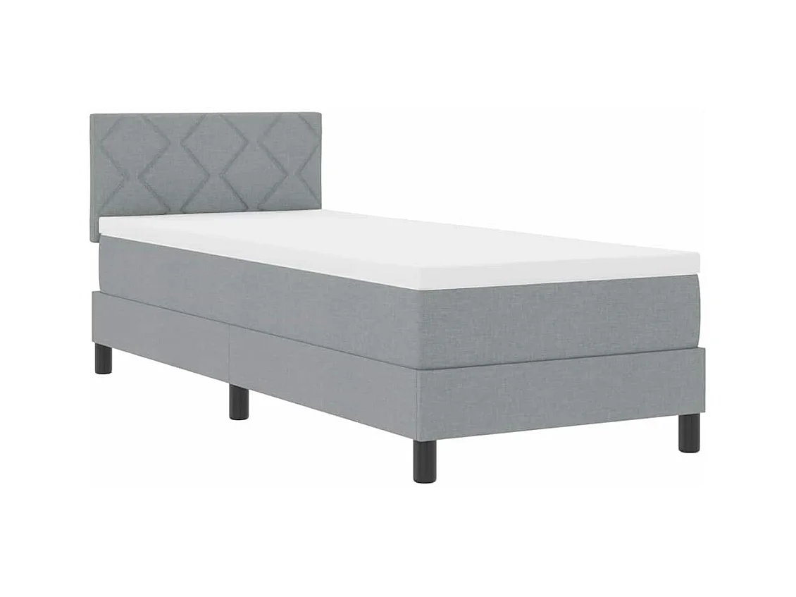 Cadre de lit avec matelas Gris clair 80 x 200 cm tissu