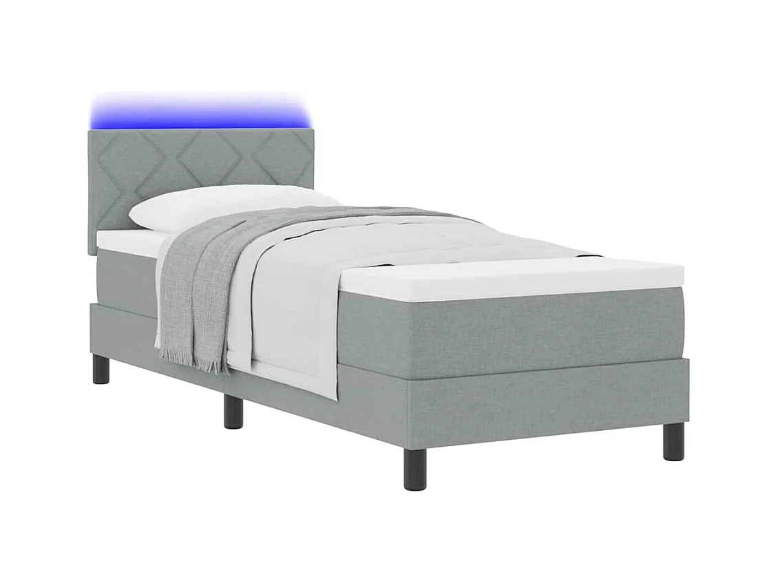 Cadre de lit avec matelas Gris clair 80 x 200 cm tissu