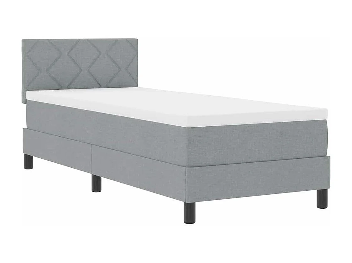Cadre de lit avec matelas Gris clair 80 x 200 cm tissu