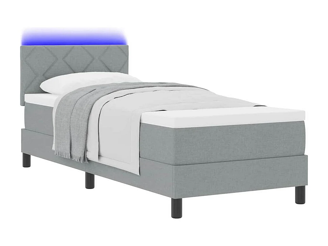 Cadre de lit avec matelas Gris clair 80 x 200 cm tissu