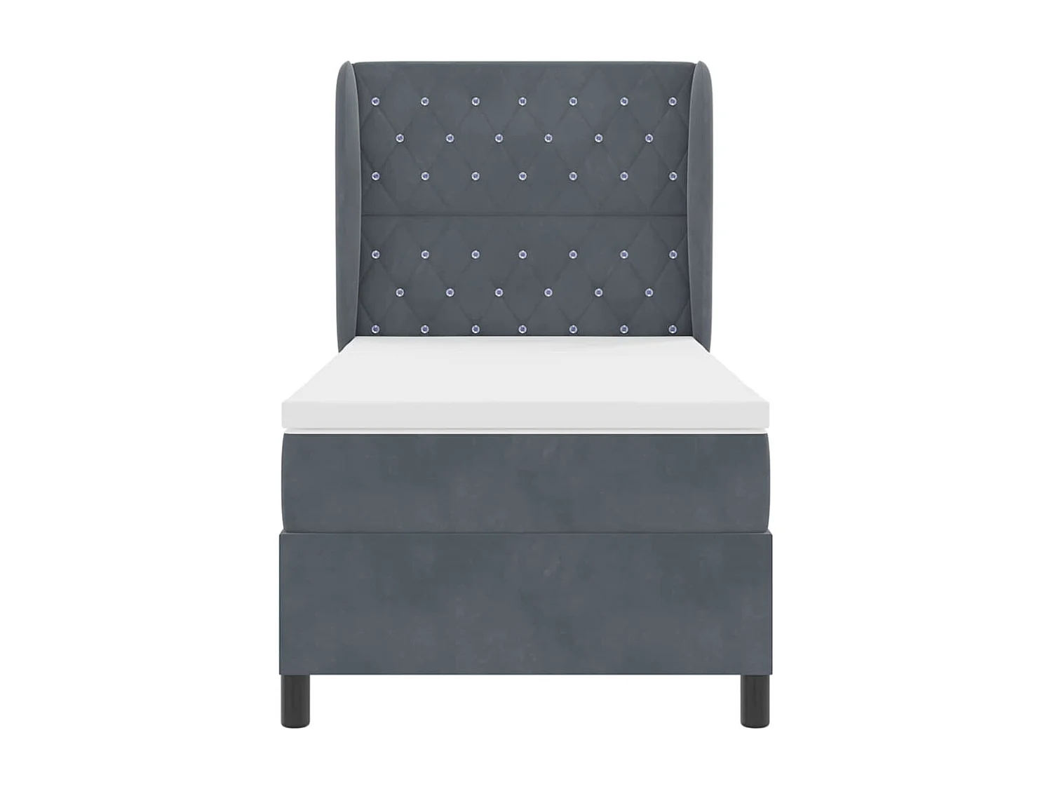 Cadre de lit avec matelas Gris foncé 90 x 200 cm Velours