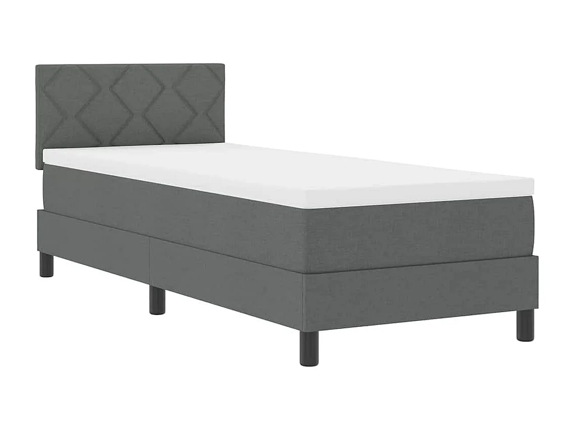 Cadre de lit avec matelas Gris foncé 80 x 200 cm tissu