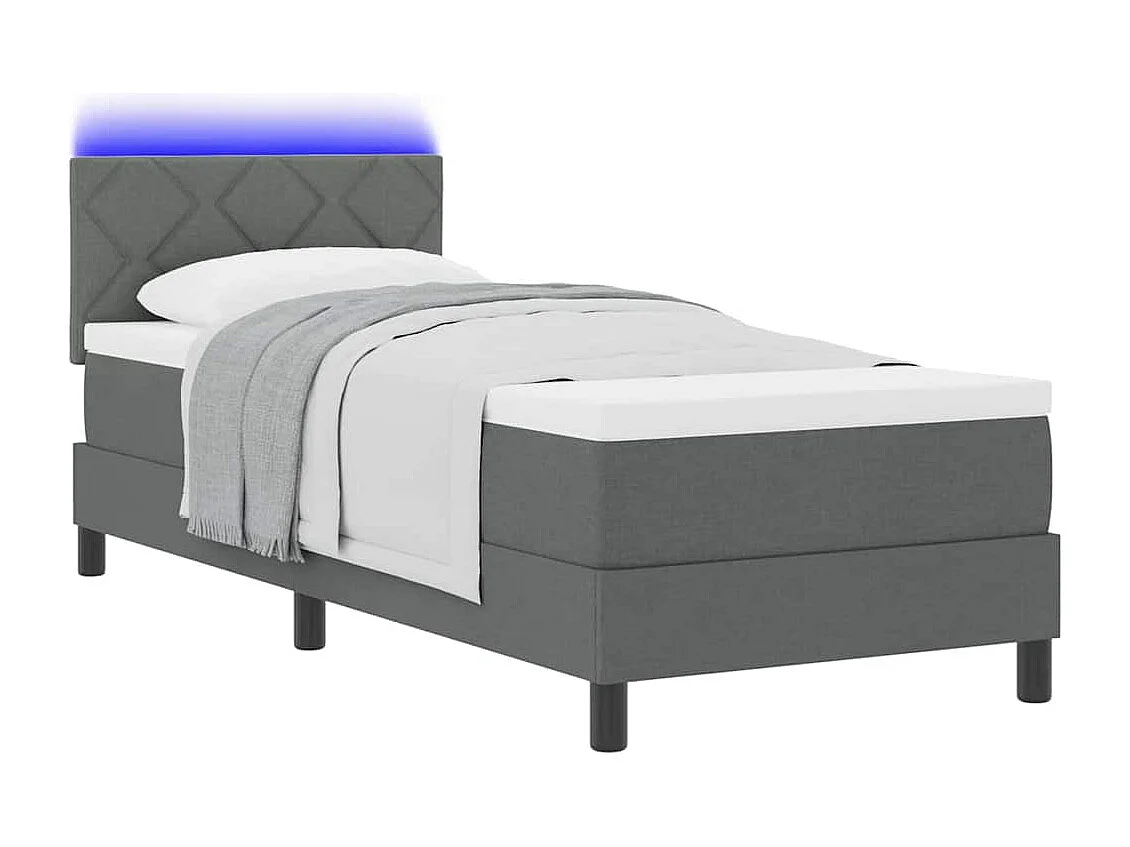 Cama tipo Box Spring con colchón Gris oscuro 80 x 200 cm tela