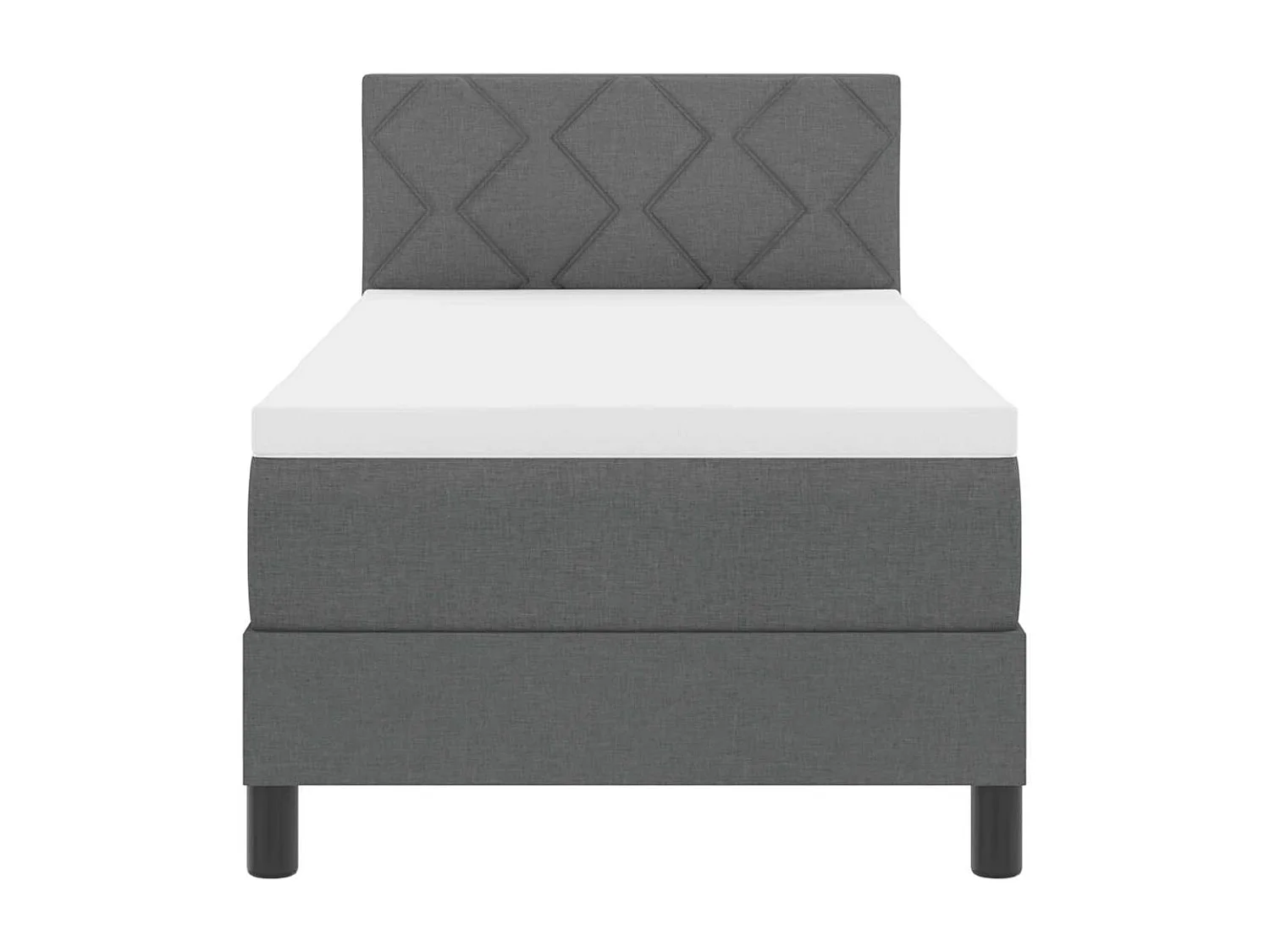 Cama tipo Box Spring con colchón Gris oscuro 80 x 200 cm tela