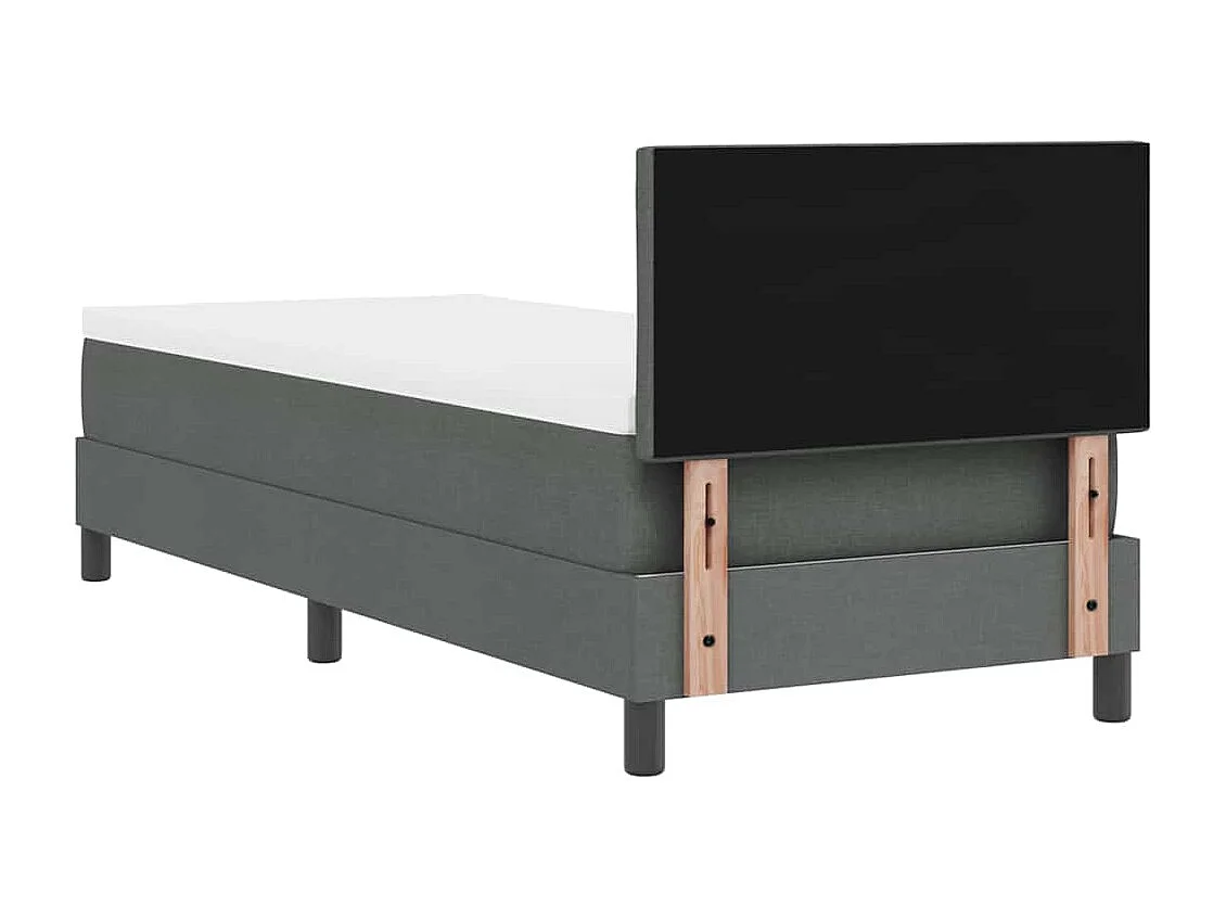 Cama tipo Box Spring con colchón Gris oscuro 80 x 200 cm tela