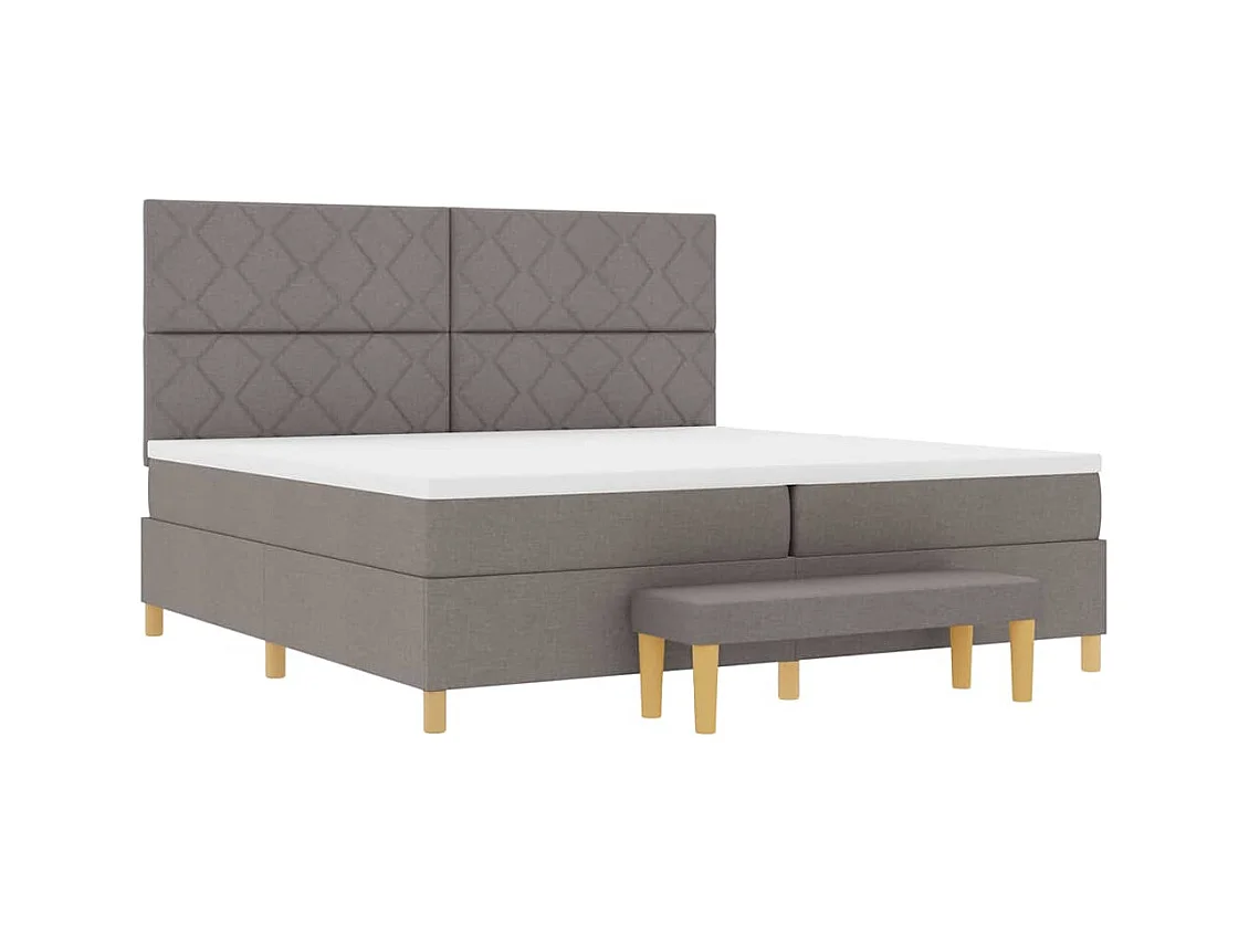 Cadre de lit avec matelas Taupe 200 x 200 cm tissu