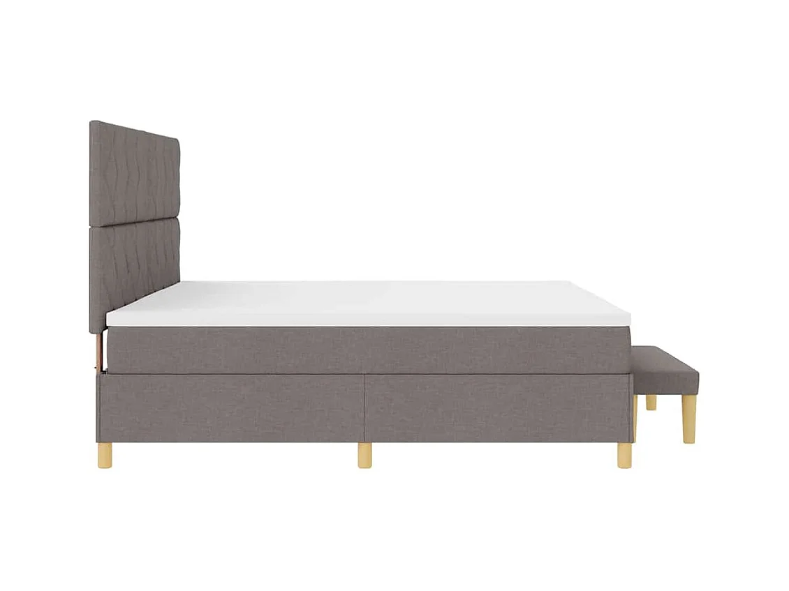 Cadre de lit avec matelas Taupe 200 x 200 cm tissu