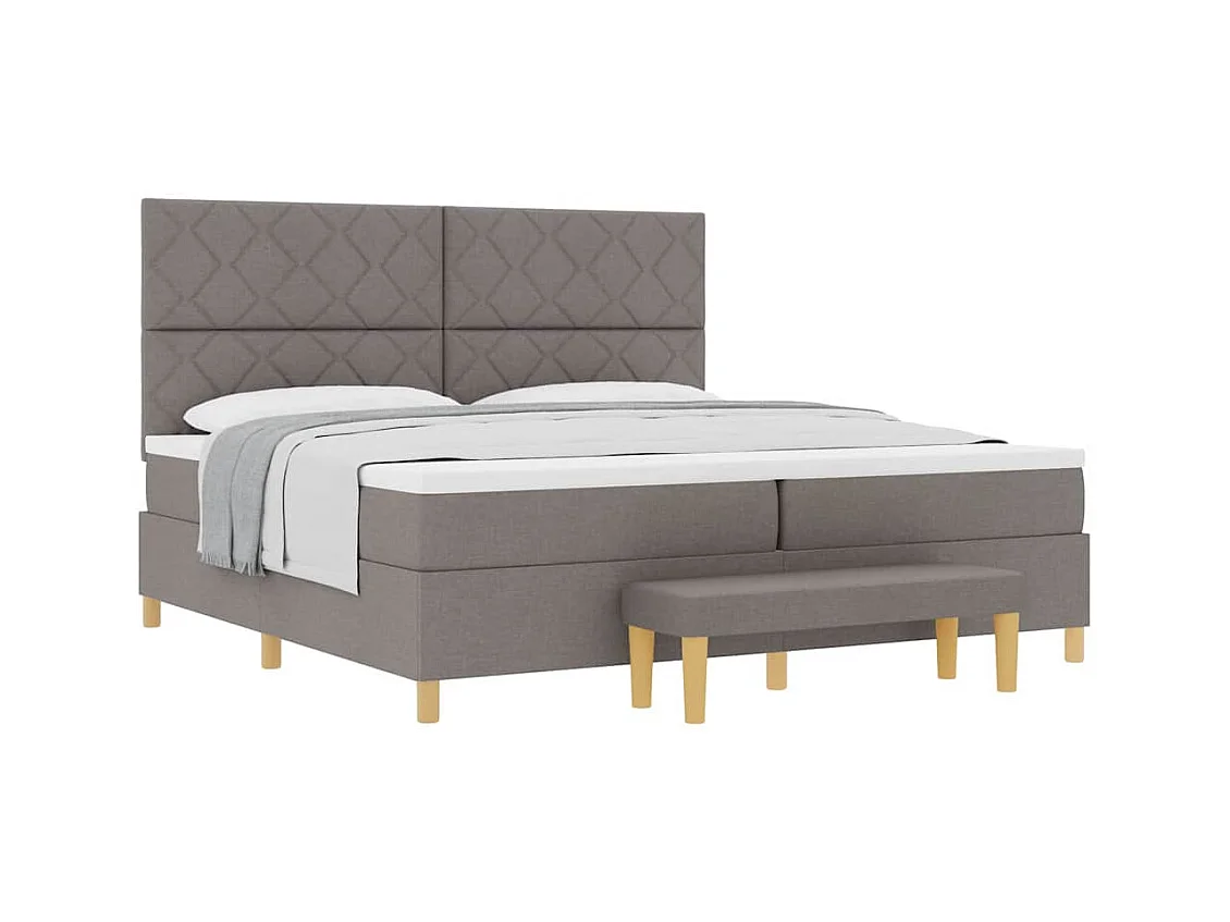 Cadre de lit avec matelas Taupe 200 x 200 cm tissu