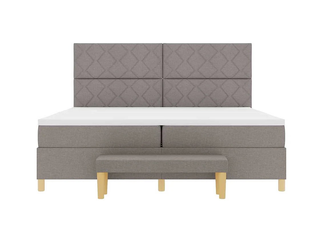 Cadre de lit avec matelas Taupe 200 x 200 cm tissu
