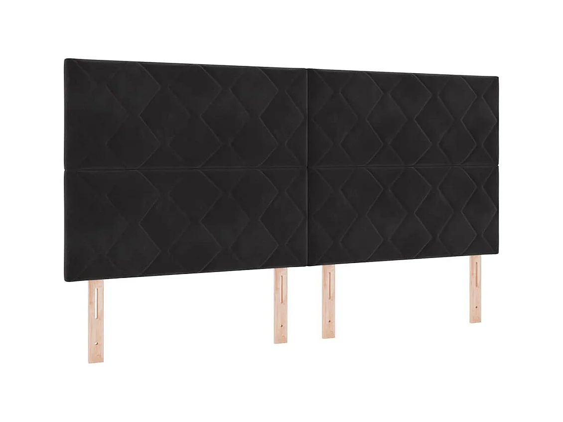 Cama Box com colchão com cabeceira Preto 200 x 200 cm Veludo