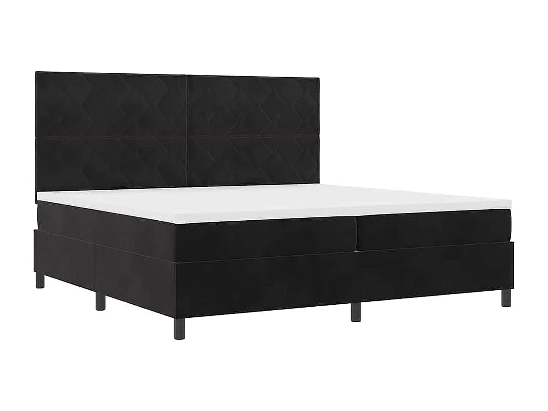 Cama Box com colchão com cabeceira Preto 200 x 200 cm Veludo