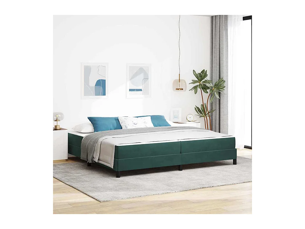 Cama box spring con colchón Verde oscuro 200 x 200 cm