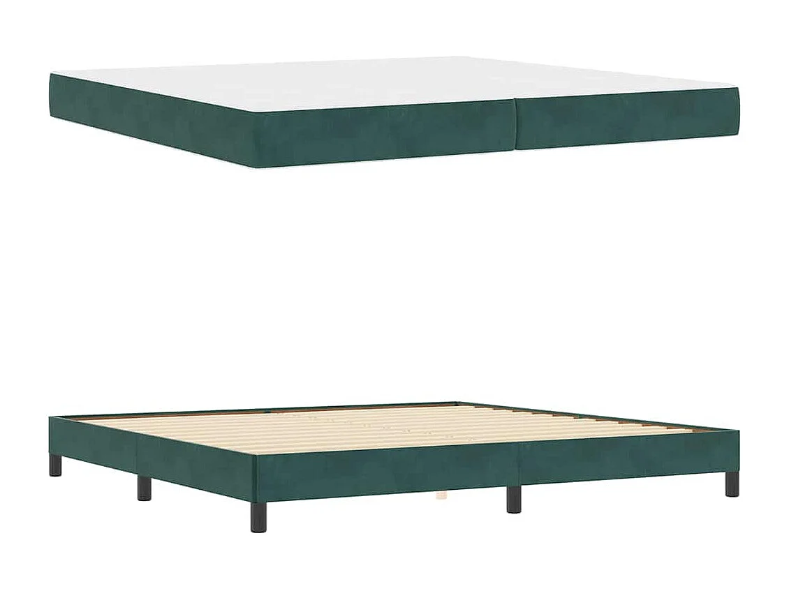 Cama box spring con colchón Verde oscuro 200 x 200 cm