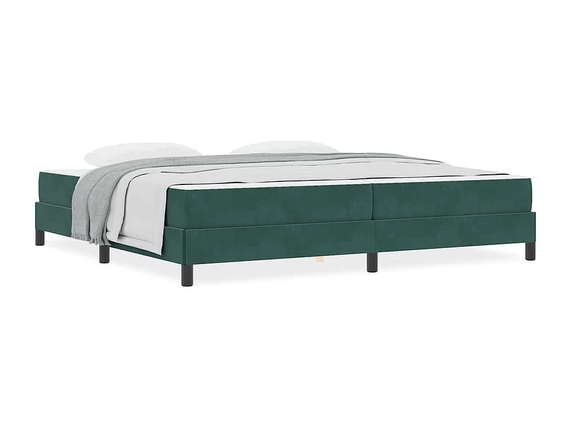 Cadre de lit avec matelas Vert foncé 200 x 200 cm Velours