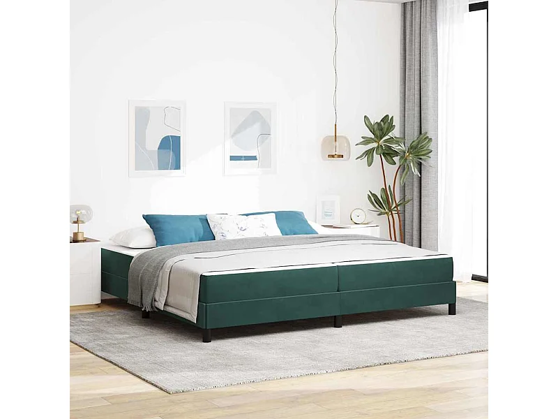 Cama box spring con colchón Verde oscuro 200 x 200 cm