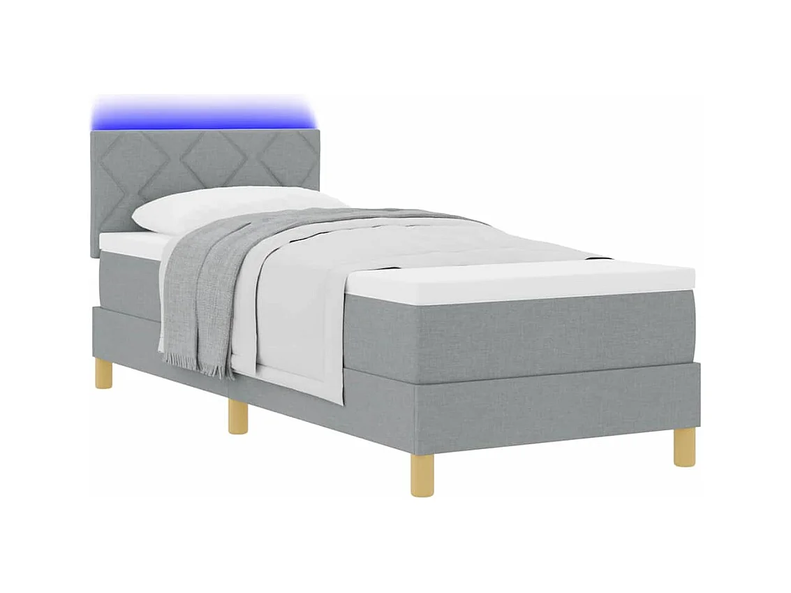 Cadre de lit avec matelas Gris clair 80 x 200 cm tissu