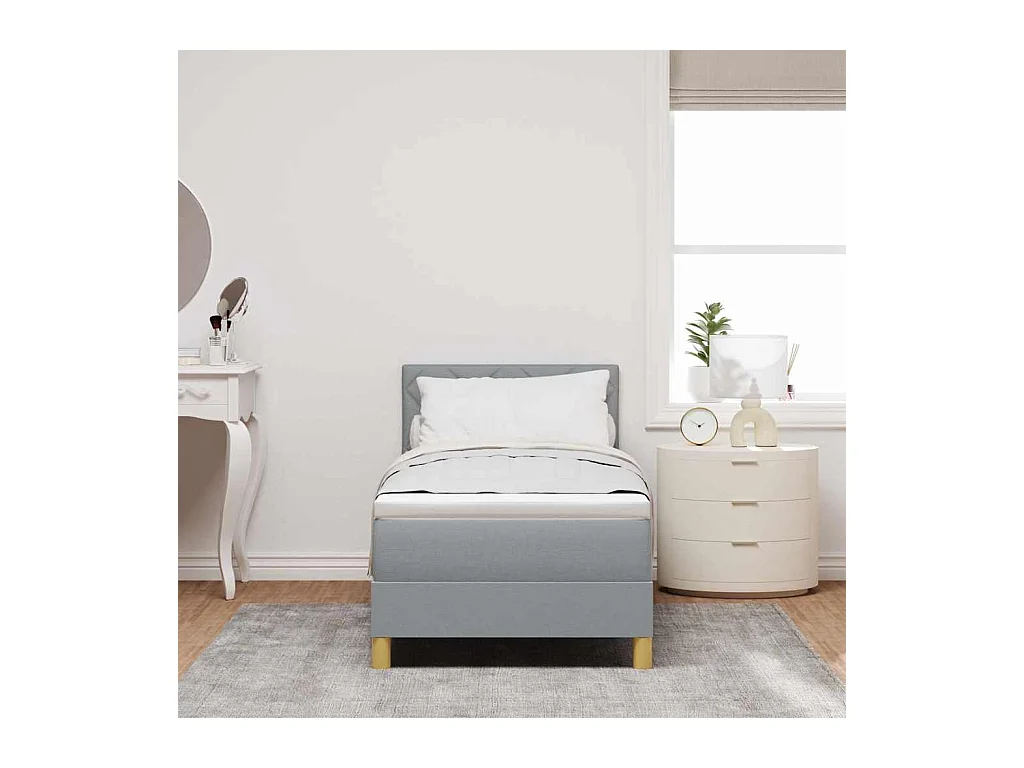 Cadre de lit avec matelas Gris clair 80 x 200 cm tissu