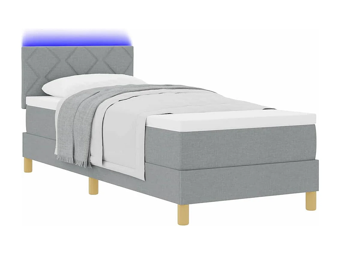 Cadre de lit avec matelas Gris clair 80 x 200 cm tissu