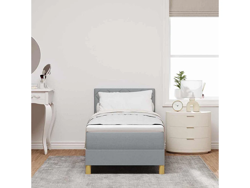 Cadre de lit avec matelas Gris clair 80 x 200 cm tissu