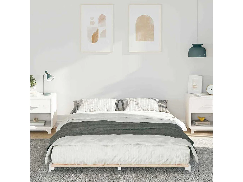 Estructura de cama Blanco 150 x 200 cm Madera maciza de pino