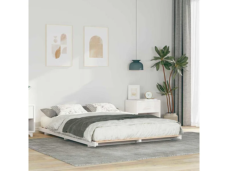 Estructura de cama Blanco 150 x 200 cm Madera maciza de pino