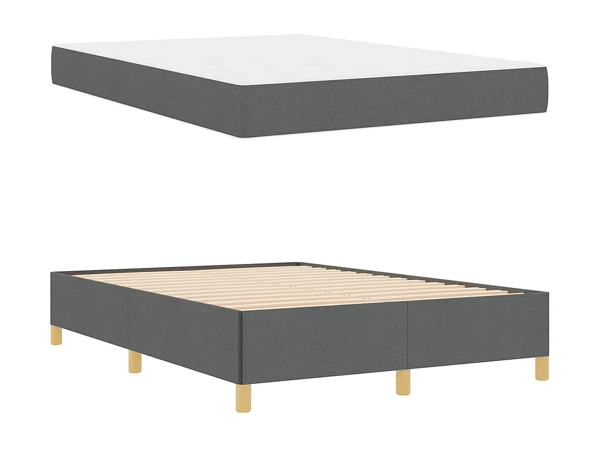 Cadre de lit Gris foncé et Blanc 160 x 200 cm tissu