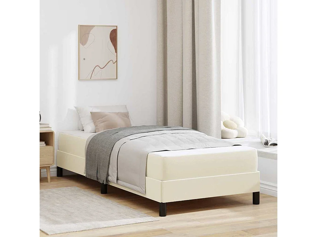Cadre de lit avec matelas Crème 100 x 200 cm Faux cuir