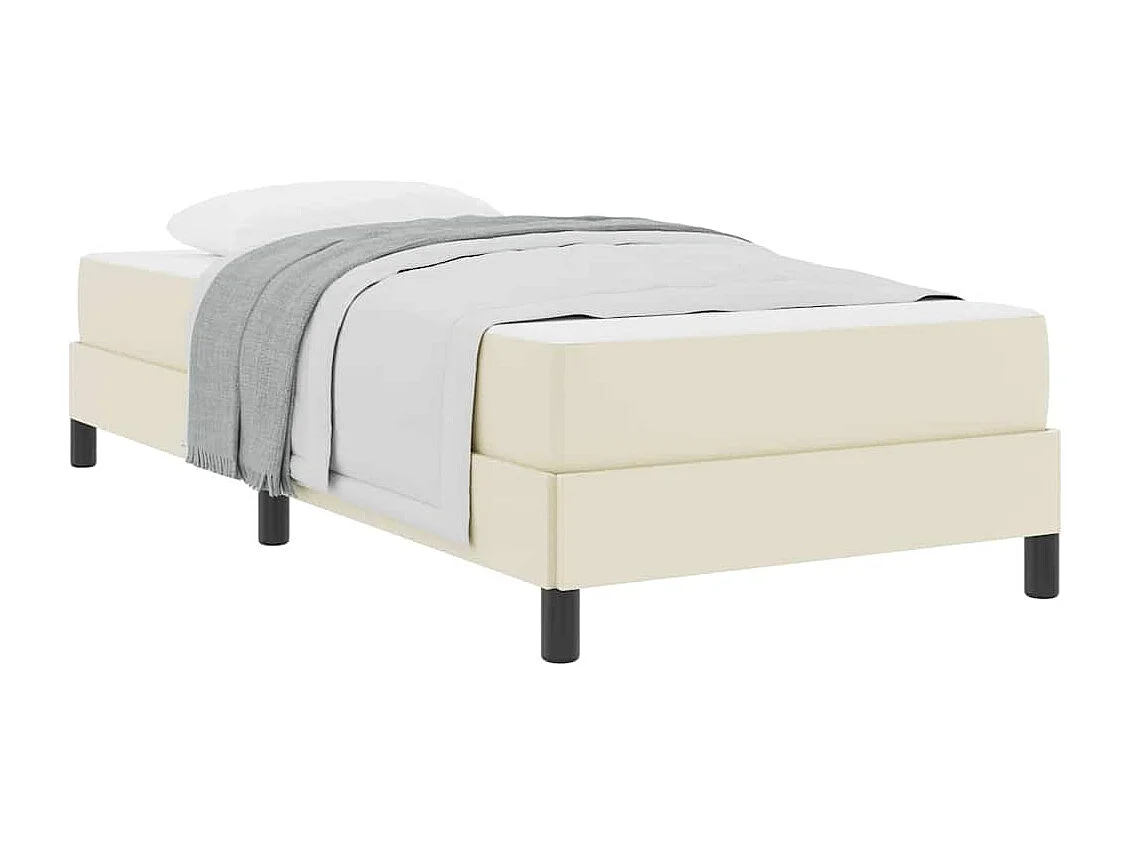 Cadre de lit avec matelas Crème 100 x 200 cm Faux cuir
