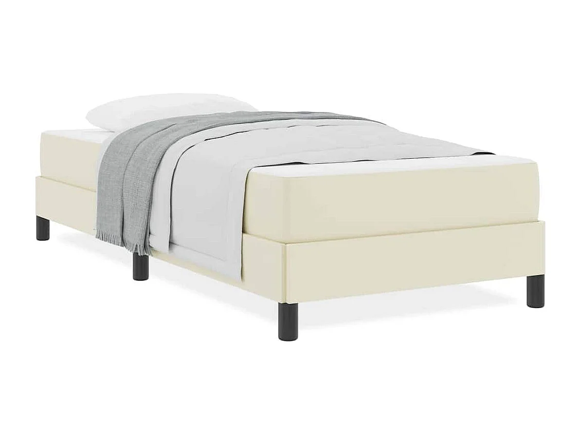 Cadre de lit avec matelas Crème 100 x 200 cm Faux cuir