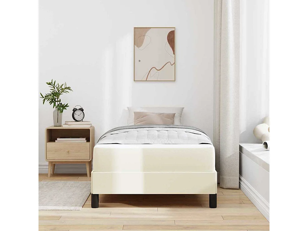 Cadre de lit avec matelas Crème 100 x 200 cm Faux cuir