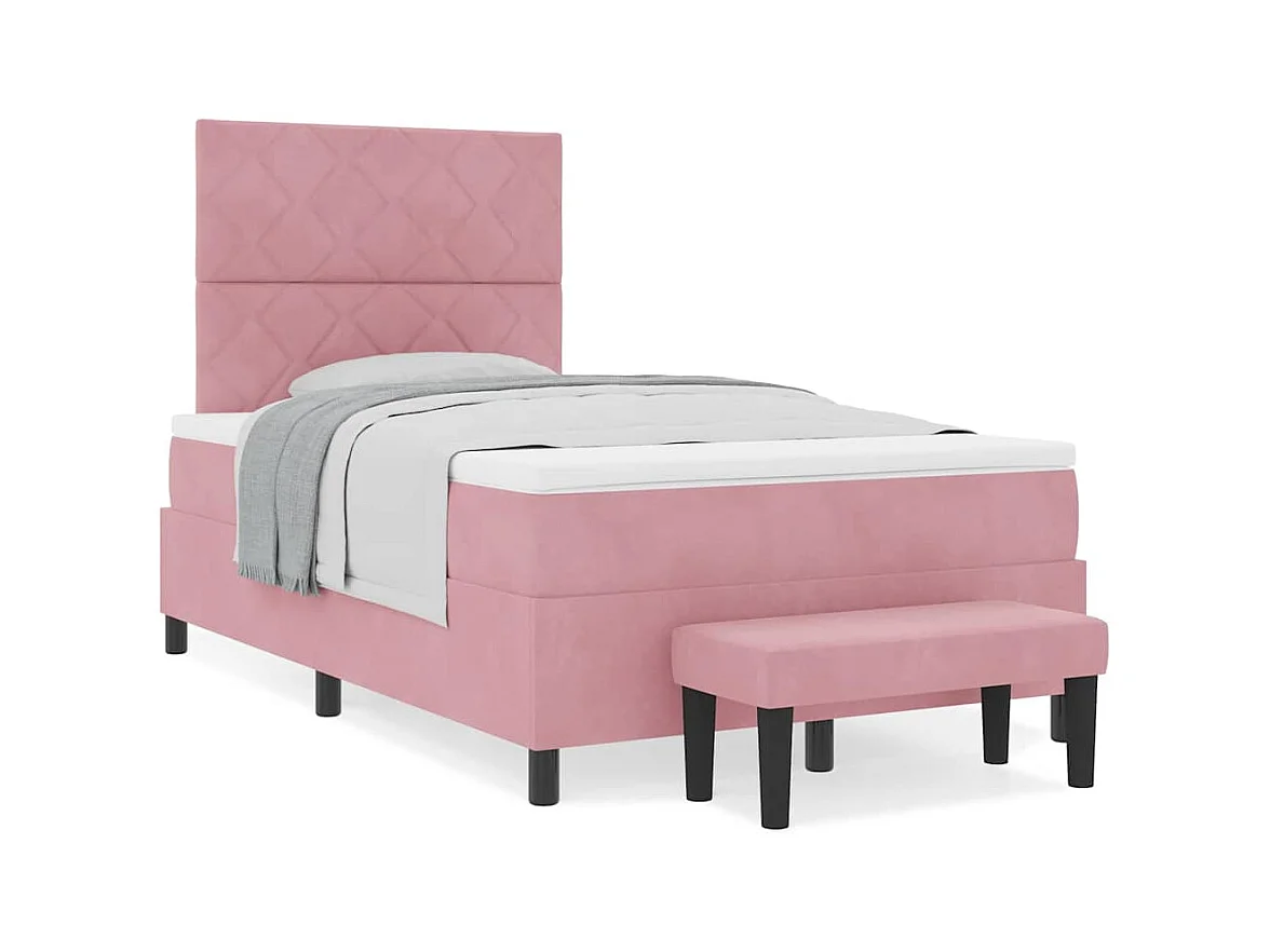 Cadre de lit avec matelas Rose 120 x 190 cm Velours