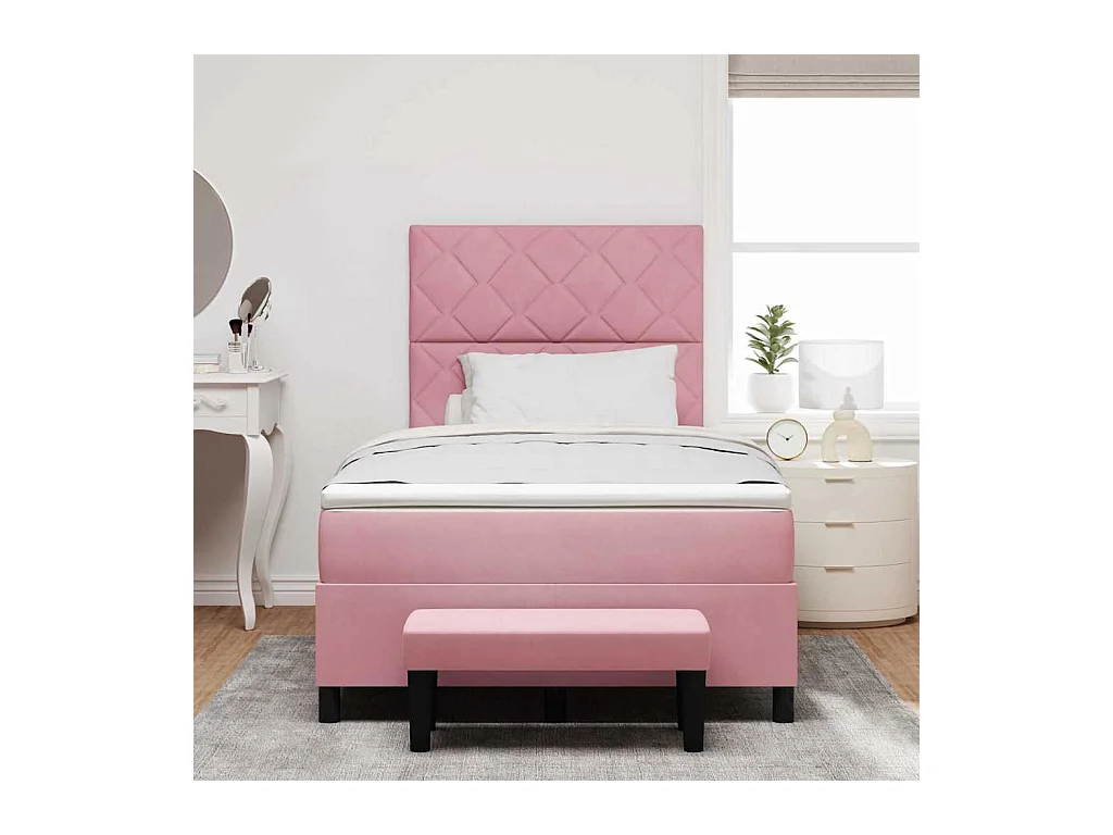 Cadre de lit avec matelas Rose 120 x 190 cm Velours