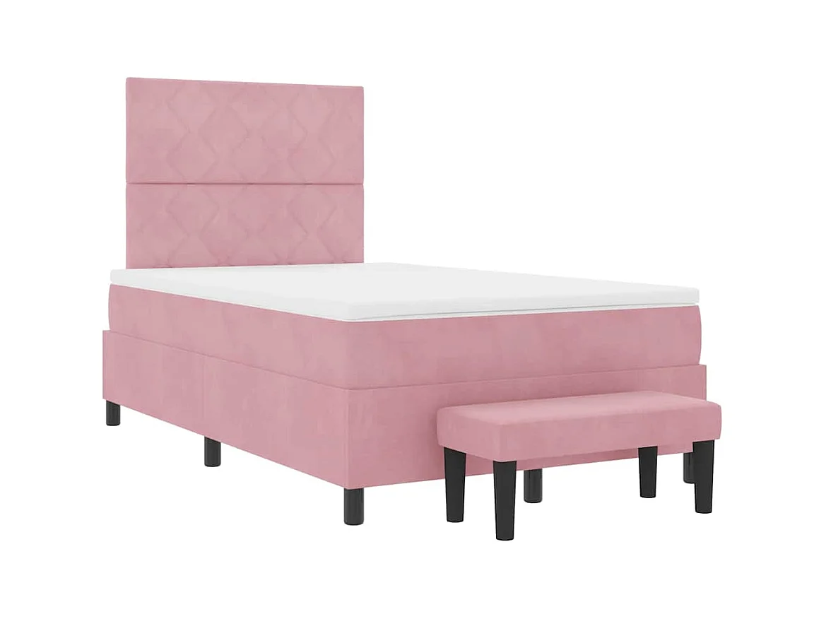 Cadre de lit avec matelas Rose 120 x 190 cm Velours