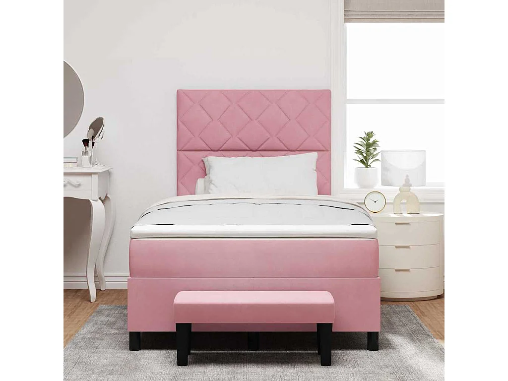 Cadre de lit avec matelas Rose 120 x 190 cm Velours