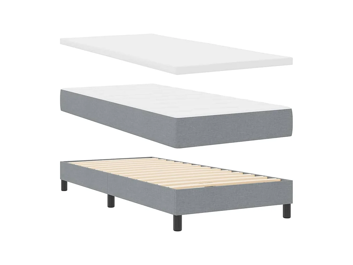 Cadre de lit avec matelas Gris clair 90 x 200 cm tissu