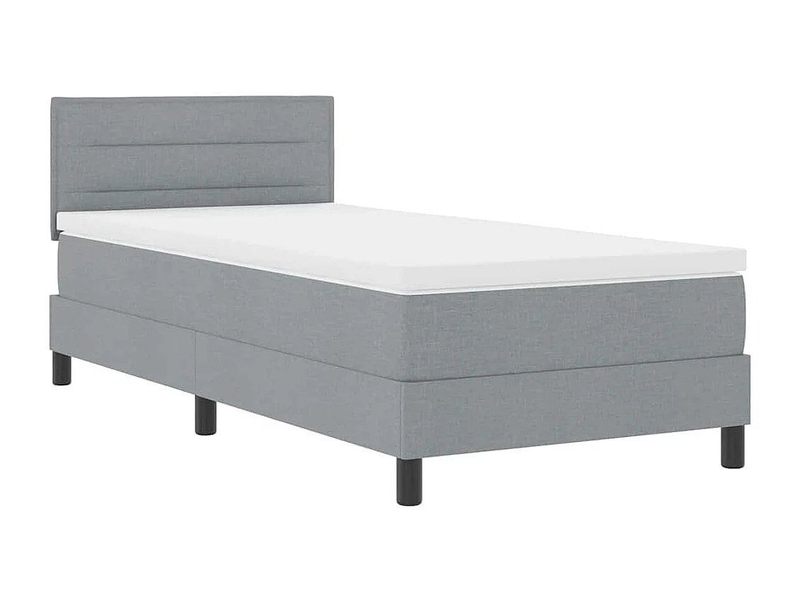 Cama box spring con colchón Gris Claro 90 x 200 cm tela