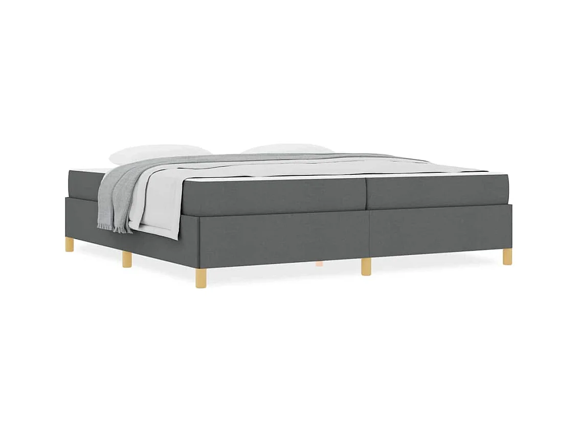 Cama tipo Box Spring con colchón Gris oscuro 200 x 200 cm tela