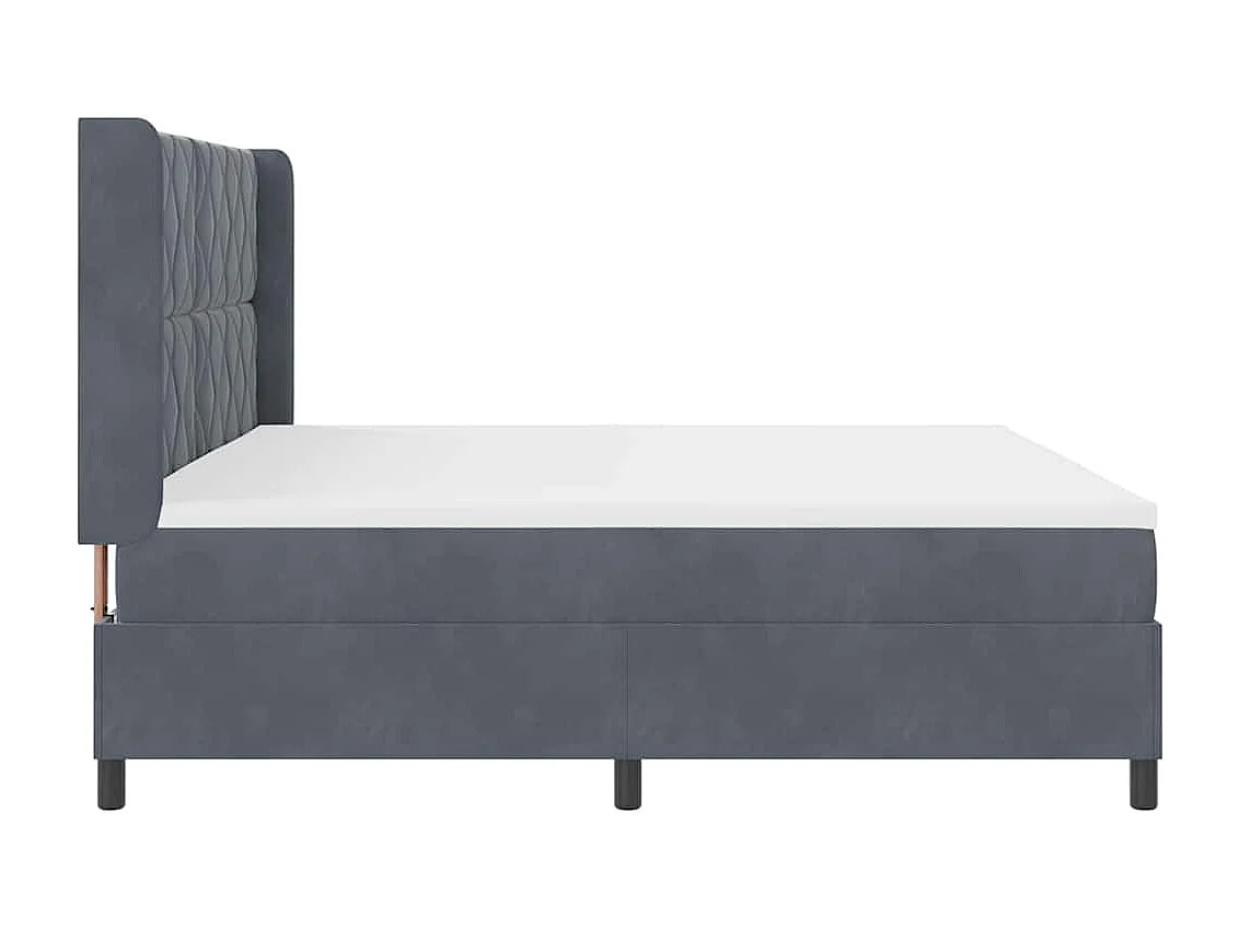 Cama con Box Spring LED y Colchón Gris oscuro 200 x 200 cm