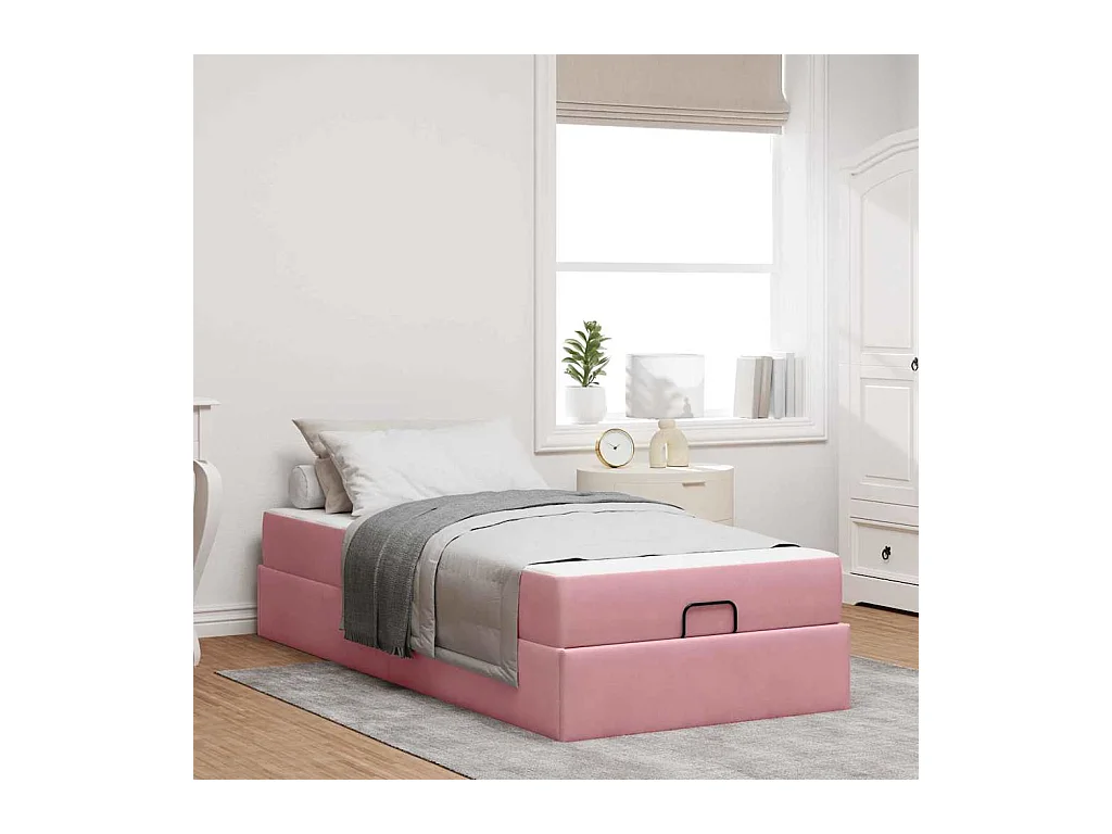 Estrutura da Cama com colchão Rosa 90 x 200 cm Veludo