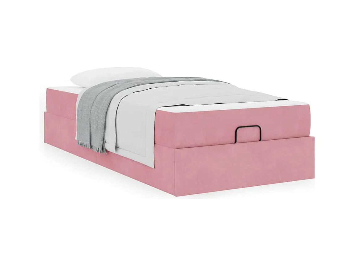 Estrutura da Cama com colchão Rosa 90 x 200 cm Veludo