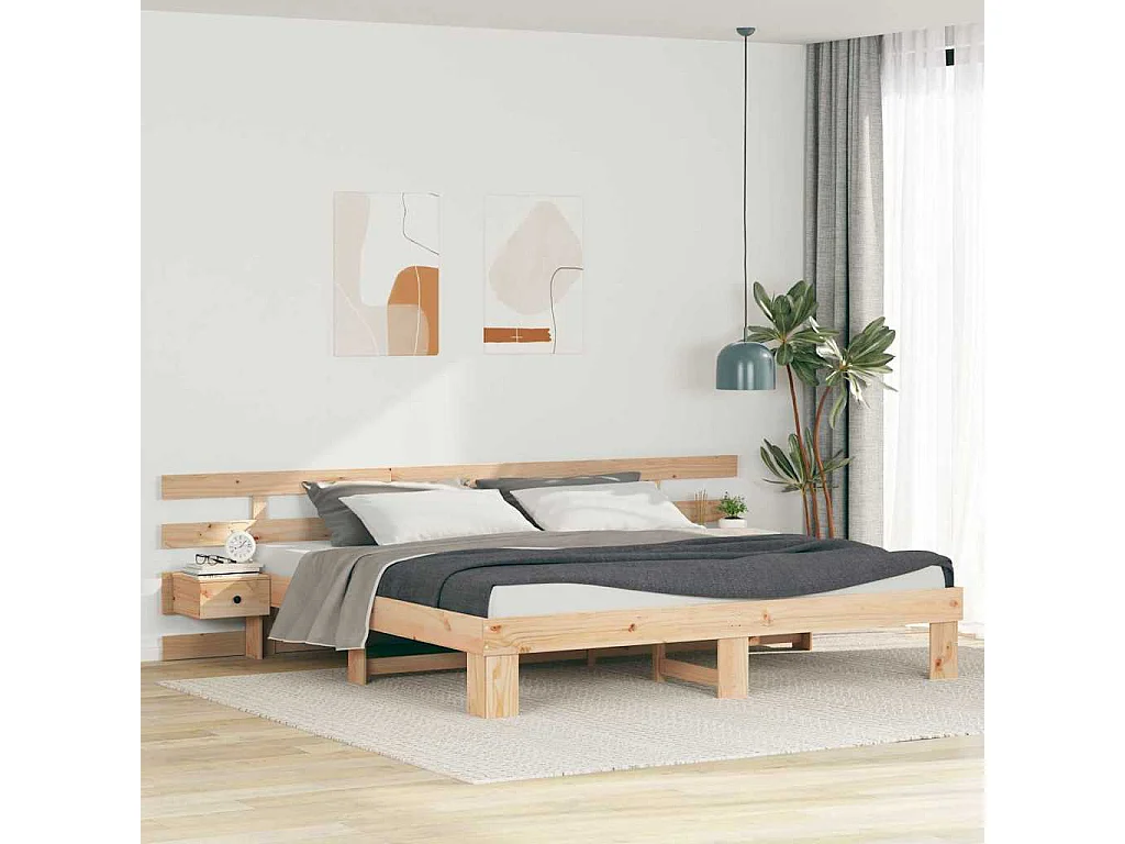 Estructura de cama con cajón Marrón 180 x 200 cm Madera maciza