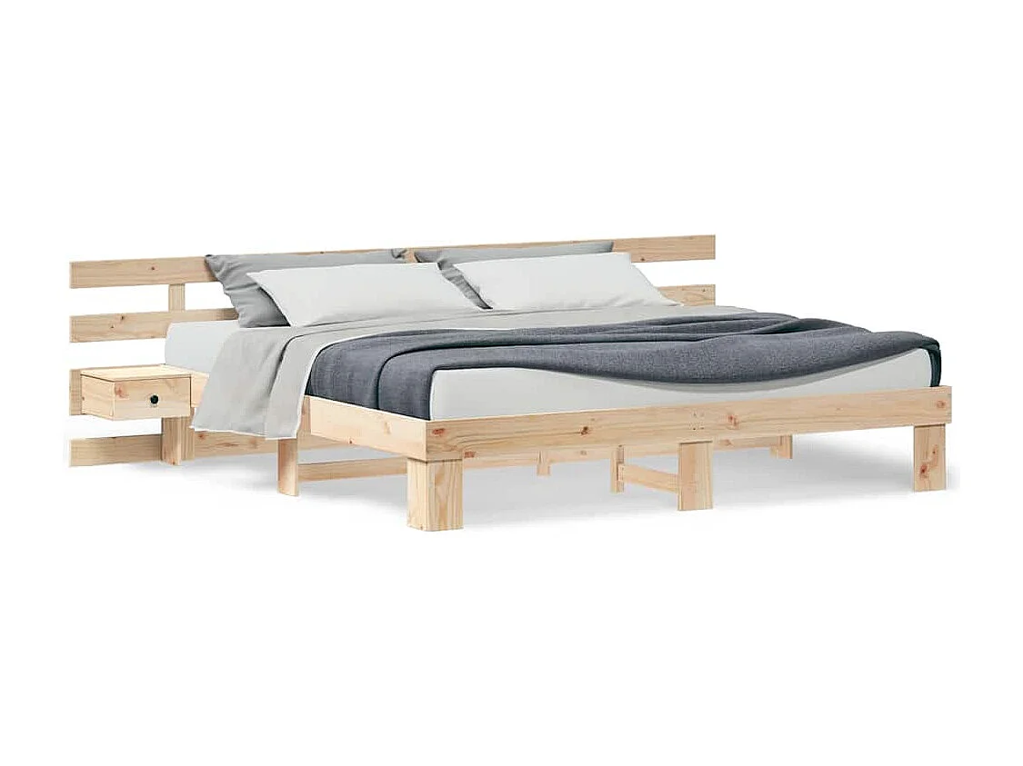 Estructura de cama con cajón Marrón 180 x 200 cm Madera maciza